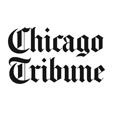 A black logo of Chicago Tribune on white background